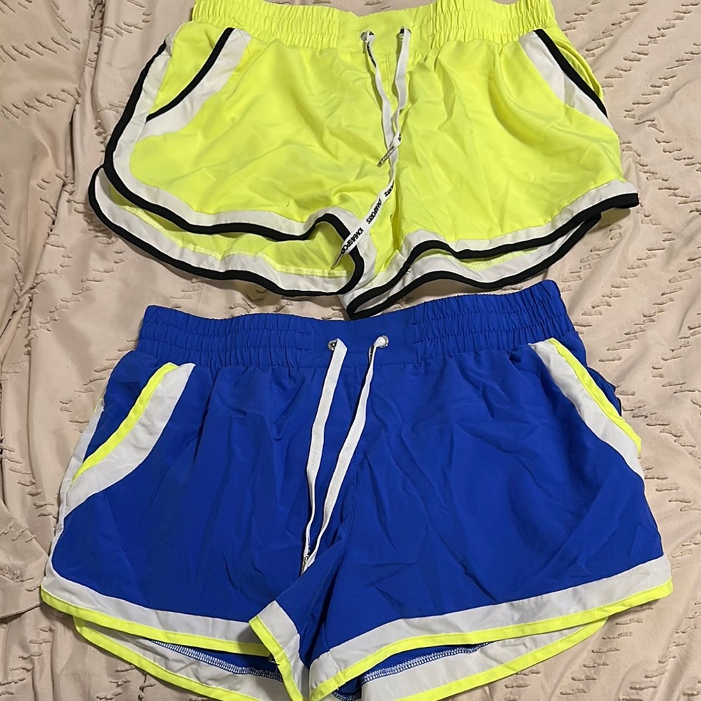 Vibrant Yellow and Blue Women's Athletic Shorts
